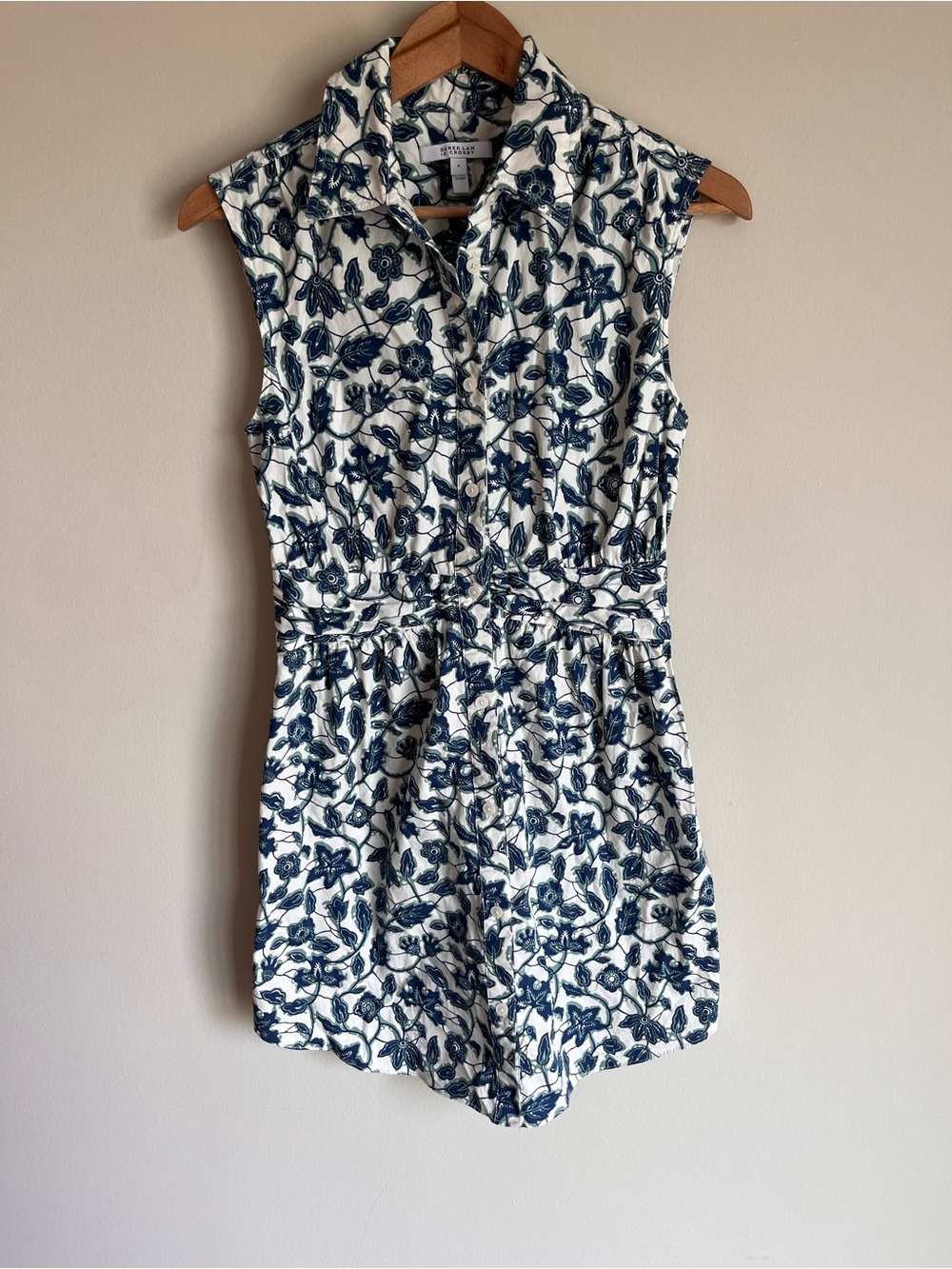 Derek Lam 10 Crosby Women's Cora Floral Print Sleeveless Dress Size 4 98% Cotton